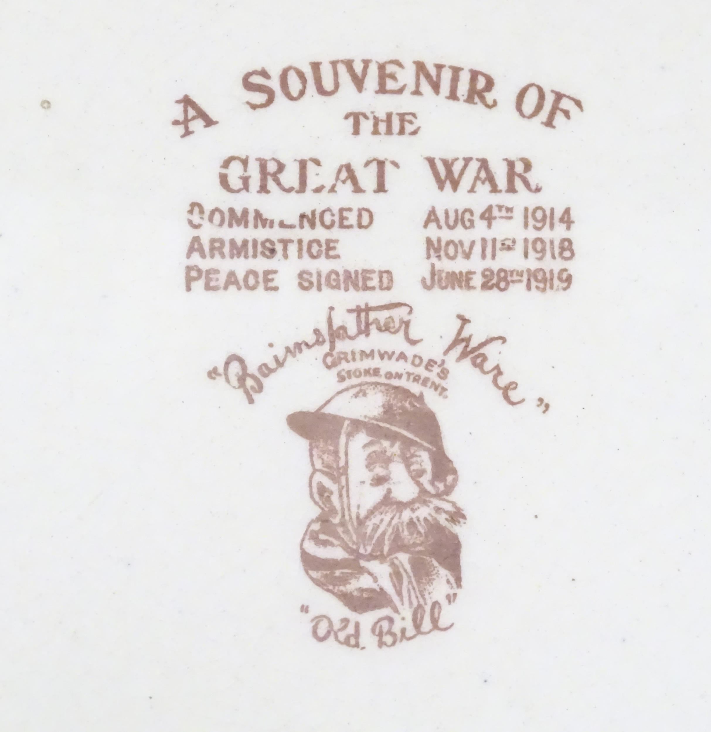 Militaria, WWI / World War 1 / First World War: a commemorative ceramic plate by Grimwades, - Image 8 of 9