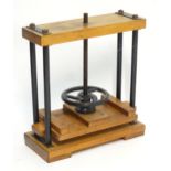 An early 20thC table top book press. Approx. 25" x 22" x 7 1/4" Please Note - we do not make
