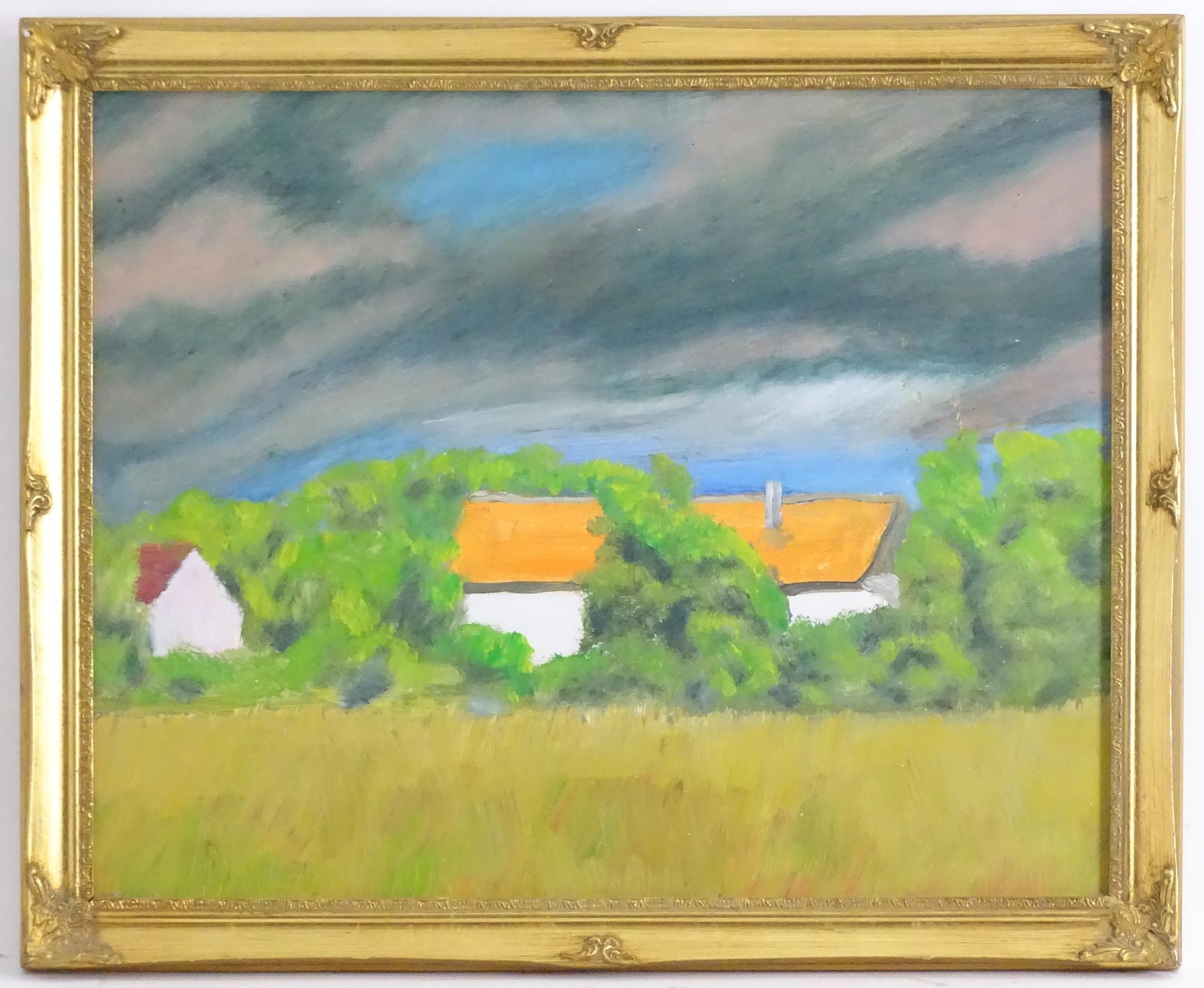 Laszlo Neumann, 20th century, Oil on board, Village End. Ascribed verso. Approx. 15 1/2" x 19 1/2"