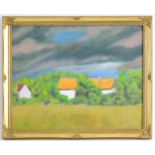 Laszlo Neumann, 20th century, Oil on board, Village End. Ascribed verso. Approx. 15 1/2" x 19 1/2"