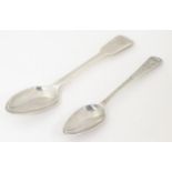 A silver bright cut teaspoon hallmarked London 1795 Together with a silver Fiddle pattern