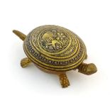 A late 19th / early 20thC novelty clockwork table bell modelled as a tortoise, the shell with