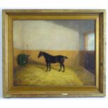 Albert Clark, 19th century, Oil on canvas, A portrait of a horse in a stable. Signed and dated