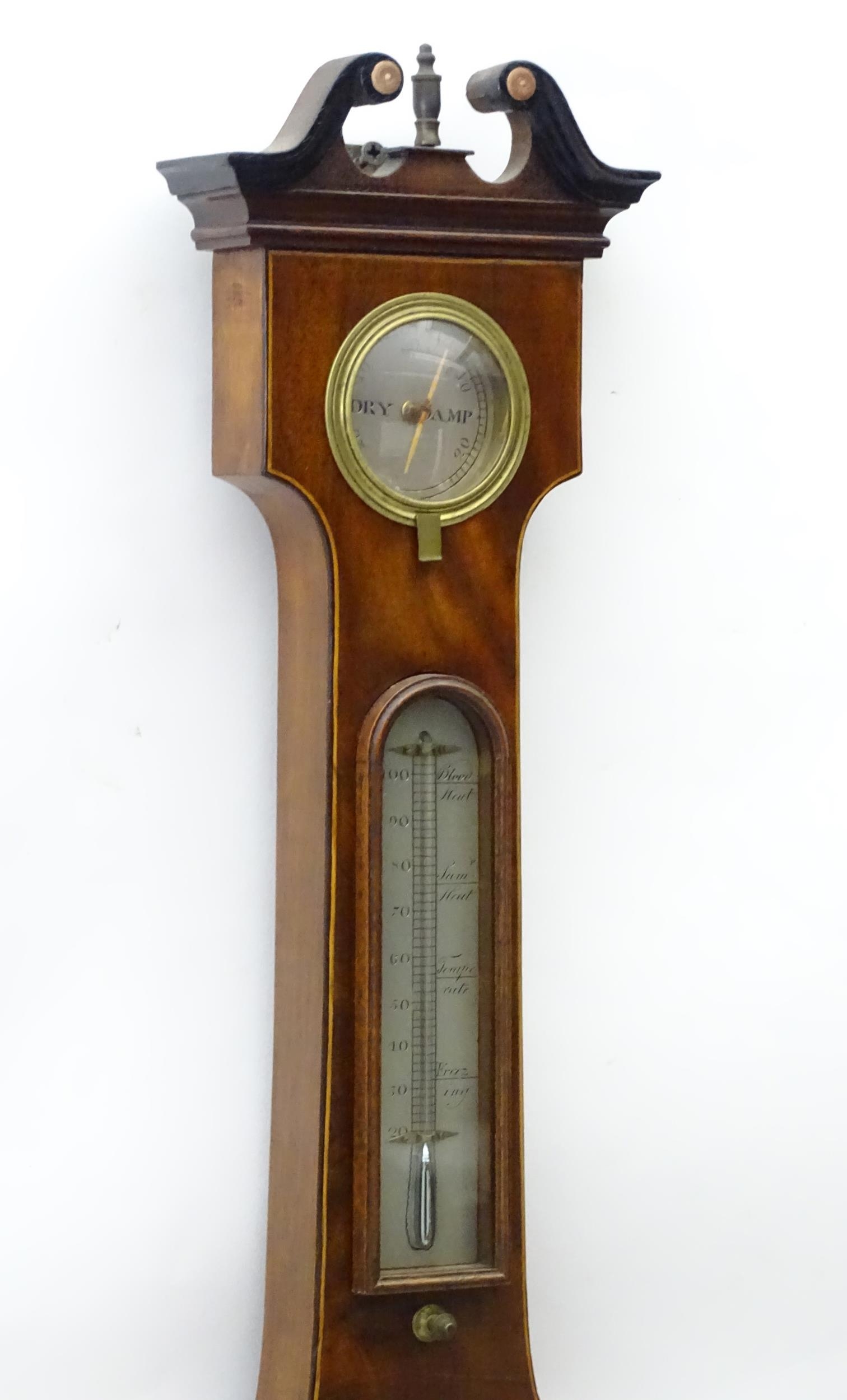 A 19thC mahogany cased wheel barometer signed L Barnascone Trowbridge. Approx 38" high Please Note - - Image 7 of 10