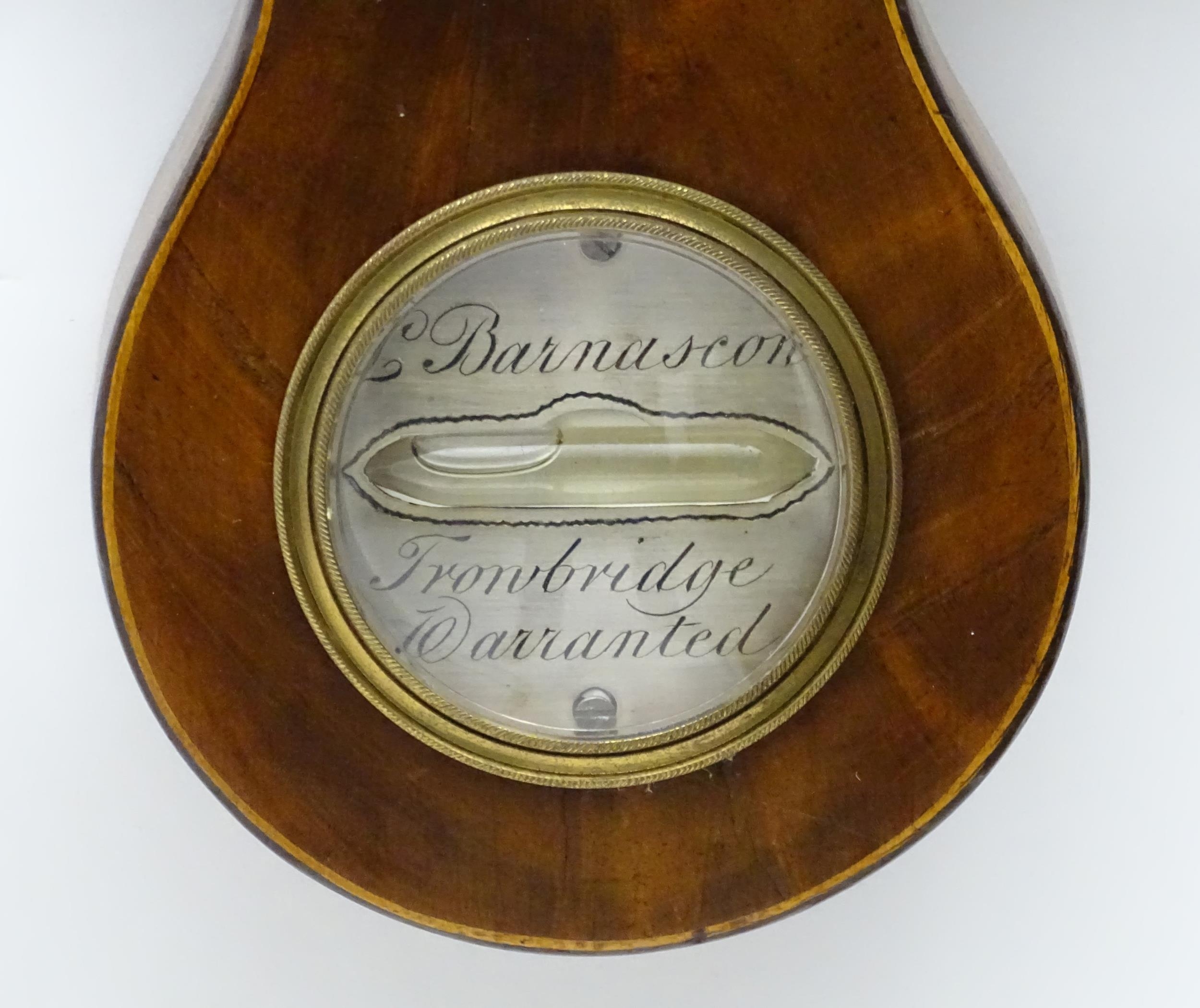 A 19thC mahogany cased wheel barometer signed L Barnascone Trowbridge. Approx 38" high Please Note - - Image 6 of 10
