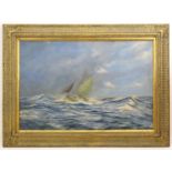 Indistinctly signed Robin ?, 20th century, Marine School, Oil on canvas, Fishing boat with figures