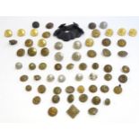 A collection of 20thC military tunic buttons, including the Durham Light Infantry, The York and