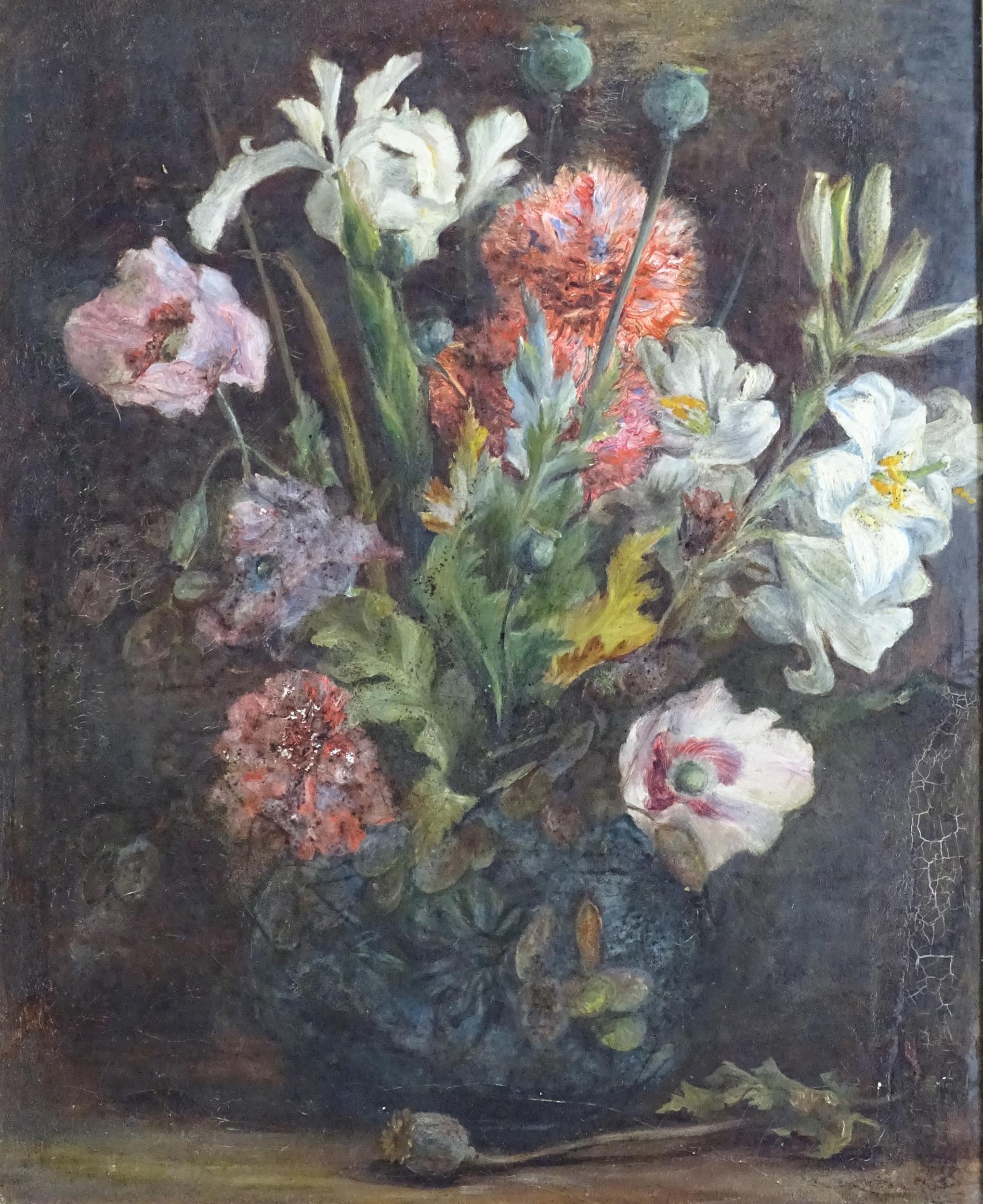 Mary A. Clayton, Late 19th / early 20th century, Oil on canvas, A still life study with flowers in a - Image 4 of 4