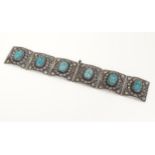 Egyptian Revival Jewellery : A bracelet section with filigree style detail and turquoise ceramic