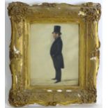 Victorian School, Watercolour, A portrait of a gentleman wearing a top hat and tails, possibly Mr