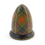 A 19thC Mauchline ware / McPherson tartan ware thimble case / sewing accessory. Approx. 1 7/8"