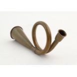 A 19thC German copper pocket hunting horn / taschenjagdhorn , approximately 7 3/4" long Please