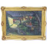 Indistinctly signed, 20th century, Hungarian School, Oil on canvas, On the banks of the Zazar,