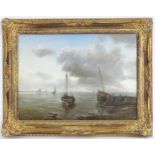 Monogram MJ, 19th century, English School, Oil on board, East Anglian fishing boats and fishermen,