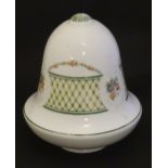 A Victorian milk glass shade of bell / acorn form with hand pained decoration. Approx. 9 1/2" high