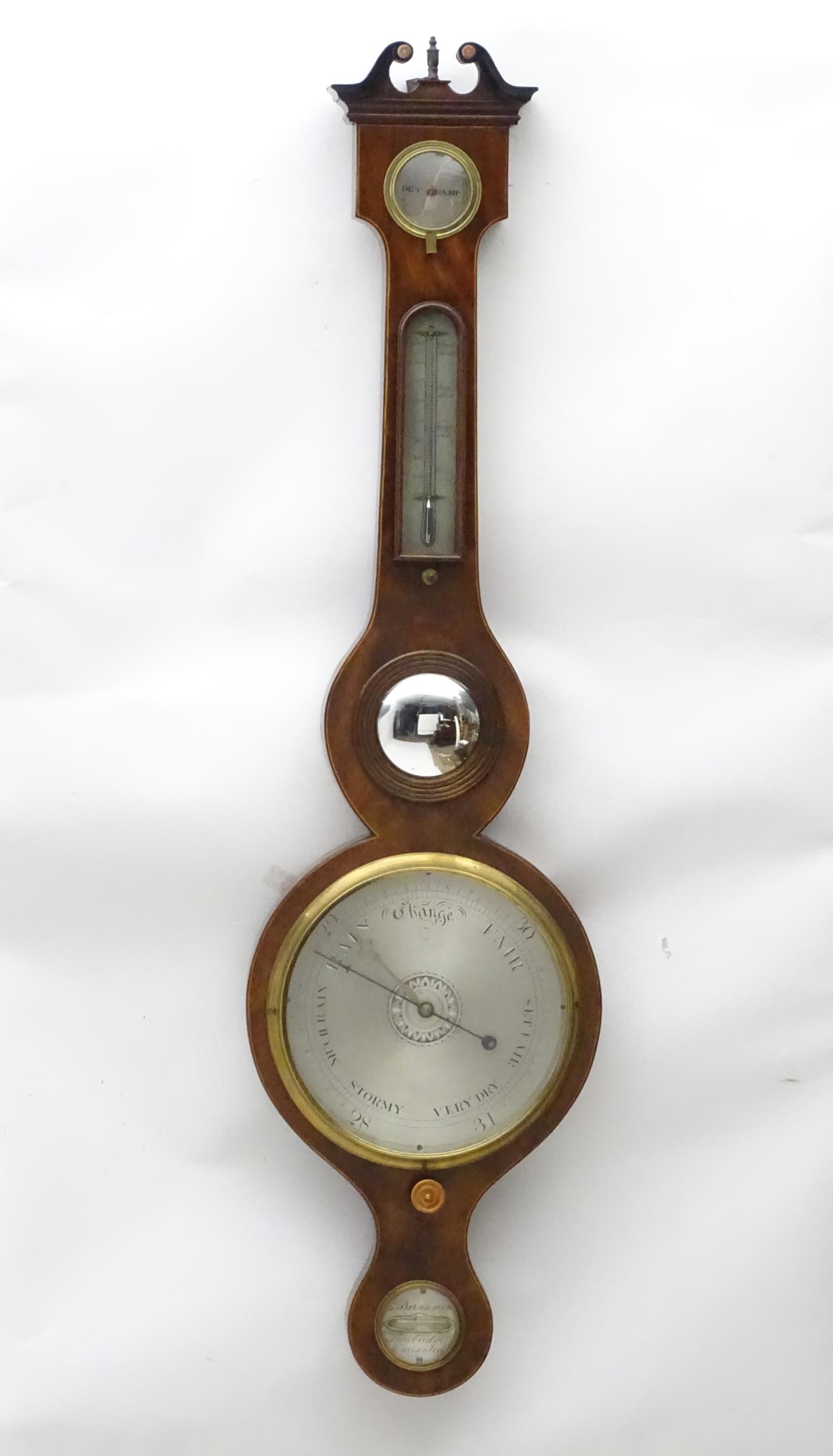 A 19thC mahogany cased wheel barometer signed L Barnascone Trowbridge. Approx 38" high Please Note - - Image 3 of 10