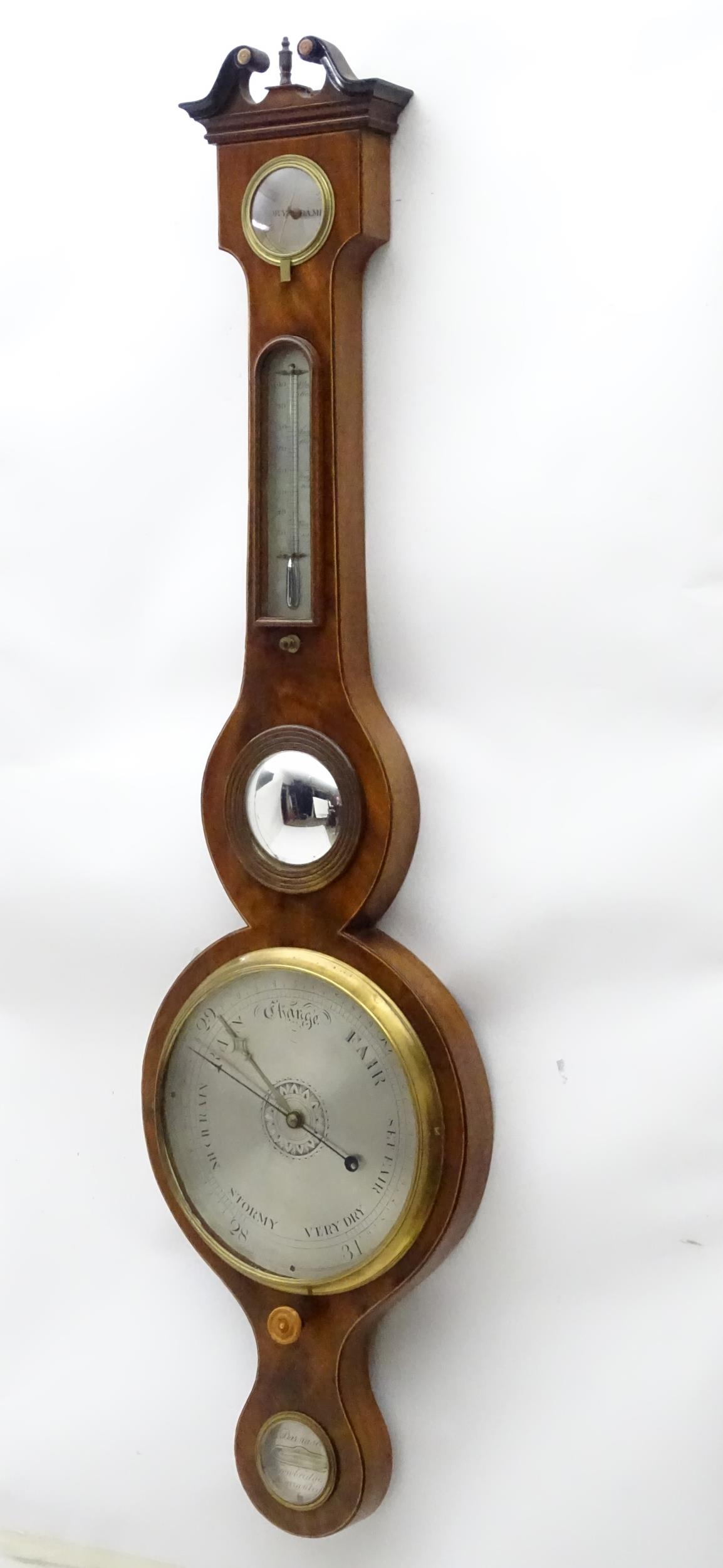 A 19thC mahogany cased wheel barometer signed L Barnascone Trowbridge. Approx 38" high Please Note - - Image 8 of 10