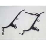 A pair of heavy horse harness hames, each approximately 30 3/4" long Please Note - we do not make