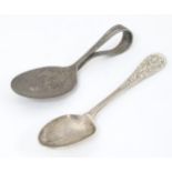 A silver teaspoon with stylised cherub detail to handle hallmarked London 1901 maker Goldsmith &