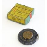 An early 20thC surveyors steel tape measure by John Rabone & Sons, with original box. Box approx.