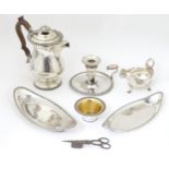 Assorted silver plate / Old Sheffield plate to include sauce boat, camber stick etc (7 items) Please