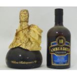 A 50cl bottle of Amberdeur whisky liqueur, together with a 50cl bottle of William Shakespeare's