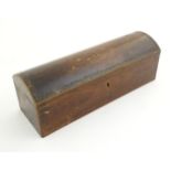 A 20thC glove box, the domed lid with banded detail. Approx. 3 1/2" x 10 1/2" x 3 1/2" Please Note -