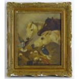 After John Frederick Herring Jnr. (1815-1907), Early 20th century, Oil on board, Horses and Doves at