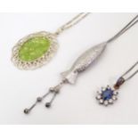 Assorted silver and white metal jewellery to include various necklaces and pendants. (3) Please Note