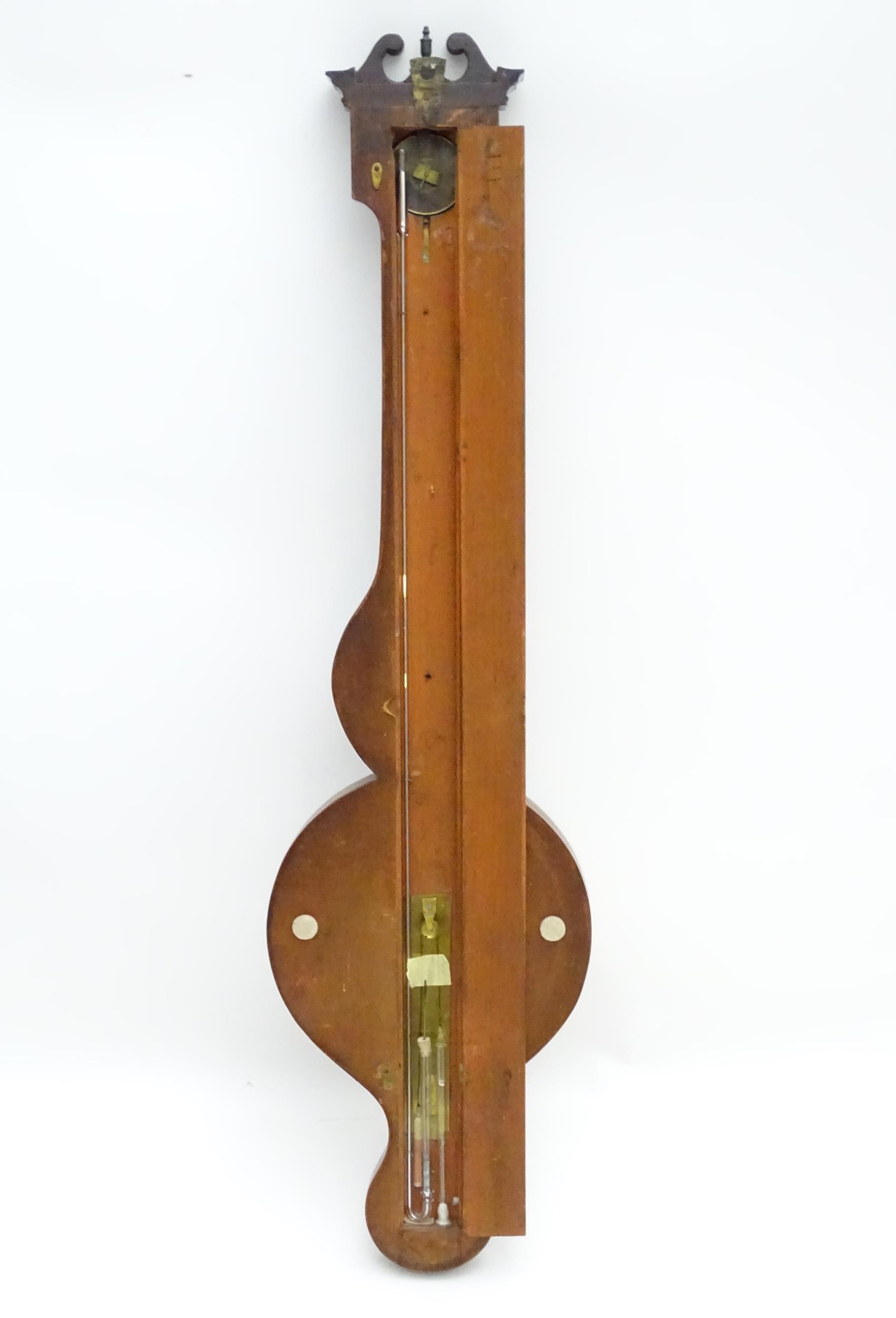 A 19thC mahogany cased wheel barometer signed L Barnascone Trowbridge. Approx 38" high Please Note - - Image 10 of 10