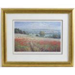 After James D. Preston, 20th century, Limited edition print, no. 341/500, Among the Poppies.