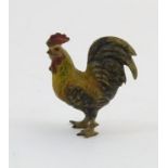 A cold painted bronze model of a cockerel / rooster. Approx. 1" high Please Note - we do not make