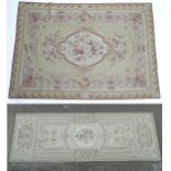 Carpets / Rugs : Two Kashmiri rugs, one cream ground with beige, grey, green and pale pink floral