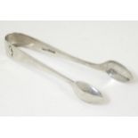 Silver sugar tongs hallmarked Birmingham 1927 maker James Swann & Son 3 1/2" long Please Note - we