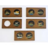 A quantity of Victorian hand painted magic lantern slides in wooden mounts depicting animals