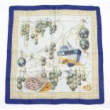 Vintage clothing / fashion: A vintage Hermes Paris scarf, 'les raisins de la Mer' by Pierre Peron