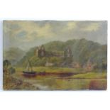 Initialled M. T., 19th century, English School, Oil on canvas, A view of Tintern Abbey from the