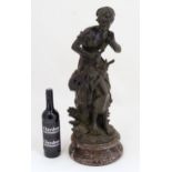 A French cast bronze sculpture after Auguste Louis Moreau (1855-1919) modelled as a woman with a