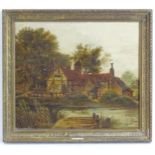H. Bright, Late 19th / early 20th century, Oil on board, An oak beamed cottage on the banks of a