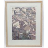 After Andrew Price (b. 1955), Limited edition print no. 56/150, Hill Town, Italy, Tuscan rooftops.
