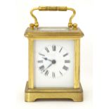 A 20thC five glass carriage clock, the white enamel dial set with Roman numerals. 5" high overall