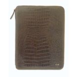 Luggage / Leather bag: A Smythson of Bond Street embossed crocodile effect leather document wallet /