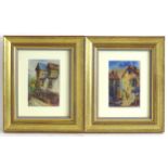 P. Vic, 20th century, Continental School, Oil on card, A pair of Italian street scenes, one with