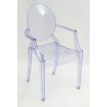 Vintage Retro, Mid-century: Philippe Starck for Kartell, a Louis Ghost clear perspex armchair,