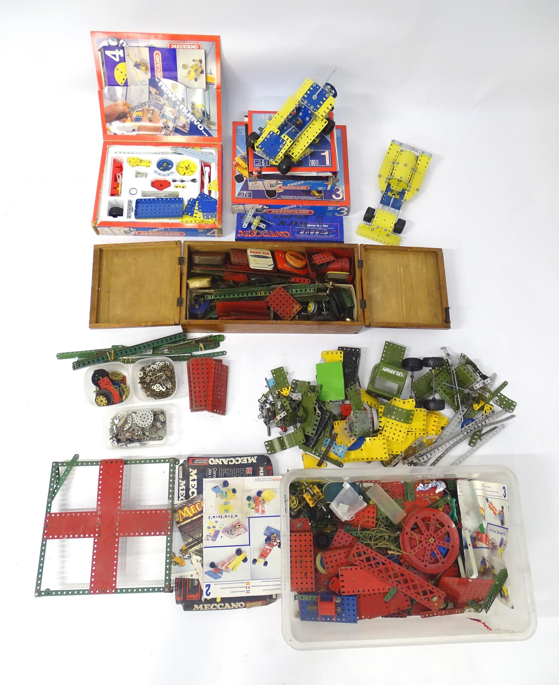 Toys: a large quantity of Meccano, to include cars, helicopter, various wheels, struts, panels - Image 3 of 12