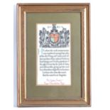 A First World War / WWI / WW1 Memorial Scroll to the Fallen, issued in memory of Private Sydney