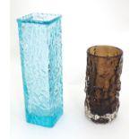 Retro Glass : A Whitefriars brown bark glass vase, designed by Geoffery Baxter. Approx 6" high