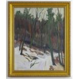 Sigismund Karsai, 20th century, Hungarian School, Oil on board, Woods in Winter. Signed and dated (