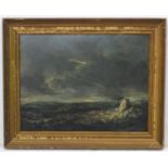 Manner of John Martin (1789-1854), Early 20th century, Oil on board, A night time landscape with