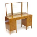 Vintage Retro, Mid-century: a Loughborough Furniture teak dressing table, with two flights of